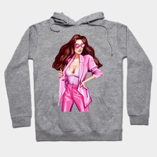 Woman in total pink look Hoodie